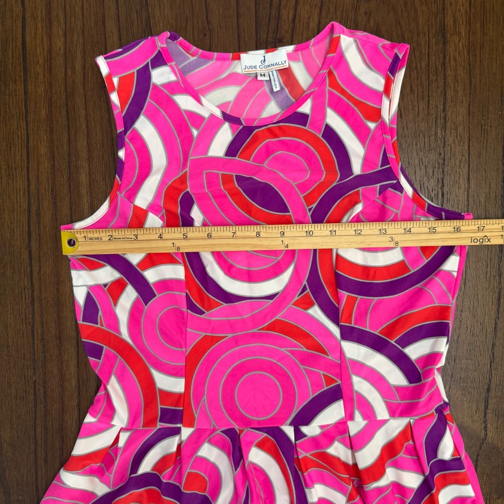 Jude Connally Womens Pink Purple Geometric Swirl Sleeveless Fit Flare Dress M - Picture 6 of 7